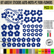 Kit 55 adesivi fiori petali fiore casco auto moto vetri scegli colore C. 1801