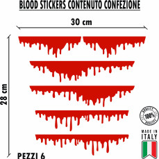 Kit 6 Decalcomanie Adesivi striscia sangue blood horror Esterni Auto cod. 1885