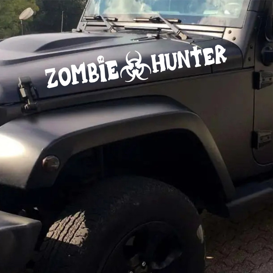 Kit 2 adesivi Zombie Hunter Cacciatore di zombie 4X4 vari colori anche fluocod.1887