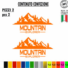 Kit 2 Adesivi per Auto Montagna Esplora off Road 4x4 Natura Camper Scegli Misura e Colore cod.1891