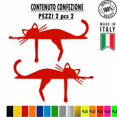 Kit 2 Adesivi Gatto Che Dorme Divertente prespaziato PVC Auto Cod.2119