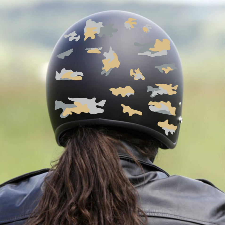 Kit 26 Adesivi camouflage militare stella Casco Moto bici BEIGE-GRIGIO c.2243