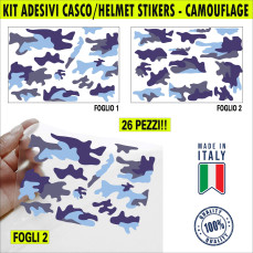 Kit 26 Adesivi camouflage militare stella Casco Moto bici VIOLA-CELESTE c.2249