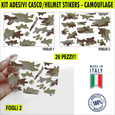 Kit 26 Adesivi camouflage militare stella Casco Moto bici MARRONE-VERDE c.2252