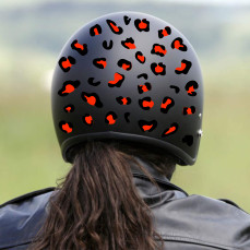 Kit 60 Adesivi camo leopard zampa gatto orma Casco Moto bici ROSSO-NERO c.2257