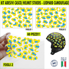Kit 60 Adesivi camo leopard zampa gatto orma Casco bici UCRAINA UKRAINE c.2264