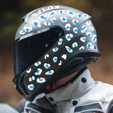 Kit 60 Adesivi camo leopard zampa gatto orma Casco Moto bici BIANCO-AZZURRI Cod.2267