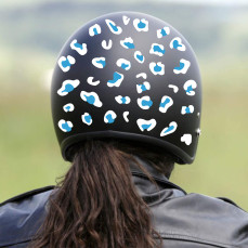 Kit 60 Adesivi camo leopard zampa gatto orma Casco Moto bici BIANCO-AZZURRI Cod.2267