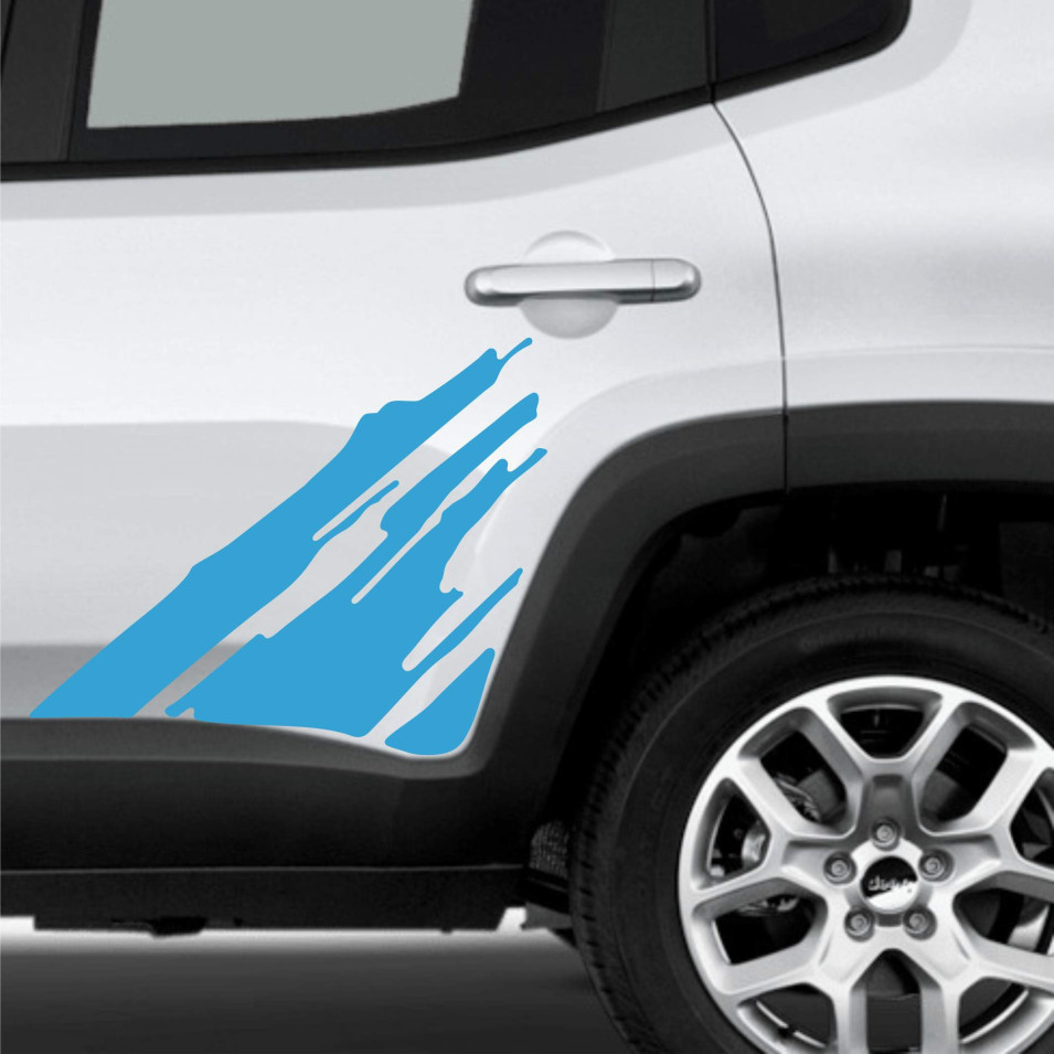 Kit 2 Adesivi fiancata GRAFFIO SCHIZZO Jeep Renegade 4x4 dietro laterale portiere Fuoristrada Fiancate Decal offraod cod.2310