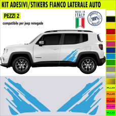 Kit 2 Adesivi fiancata GRAFFIO SCHIZZO Jeep Renegade 4x4 dietro laterale portiere Fuoristrada Fiancate Decal offraod cod.2310