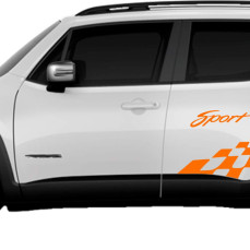 Kit 2 Adesivi fiancata SCACCHIERA SPORT STRISCIA  Jeep Renegade 4x4 dietro laterale portiere Fiancate Decal cod.2314