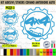 Kit 3 adesivi Renegade wrangler BUSSOLA 4X4 Cofano Anteriore Fuoristrada 4X4 Cod.2319