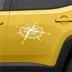 Kit 2 adesivi portiera retro BUSSOLA ROSA DEI VENTI COMPASSO NORD SUD OVEST EST compatibile Renegade wrangler 4x4 Cod.2345