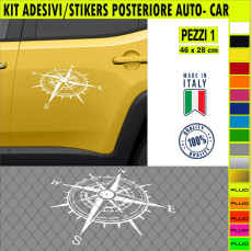Kit 2 adesivi portiera retro BUSSOLA ROSA DEI VENTI COMPASSO NORD SUD OVEST EST compatibile Renegade wrangler 4x4 Cod.2345