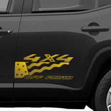 Kit 2 adesivi portiera laterale 4X4 OFFROAD BANDIERA AMERICA STELLE FLAG compatibile Renegade wrangler 4x4 Cod.2353