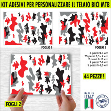 Kit 44 Adesivi Bici Protezione Camouflage Telai MTB Mountain Bike Corsa Ciclo Cross Fat Bike Downhill elettrica cod.2390