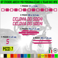 Kit 7 Adesivi Bici Protezione Universale Telaio Bicicletta MTB Cross Fat Bike Downhill CICLOVIA DEI SOGNI cod.2393