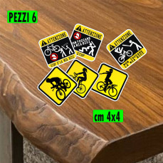 Kit 6 Adesivi Stickers Decal Telaio Bici Bicicletta MTB GPS Non Toccare la mia Bici Ladro Divertente Sirena Universale cod.2387