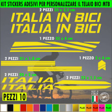 Kit 10 Adesivi Bici Universale Telaio Bicicletta MTB Mountain Bike Corsa Cross Fat Bike Downhill ITALIA IN BICI cod.2396