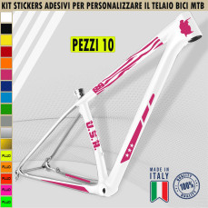 Kit 10 Adesivi Bici Universale Telaio Bicicletta MTB Mountain Bike Corsa Cross Fat Bike Downhill USA Military Stelle cod.2397