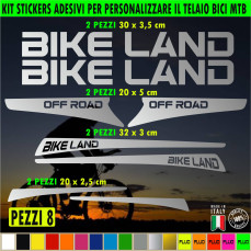Kit 8 Adesivi Bici Protezione Universale Telaio Bicicletta MTB Mountain Bike Corsa Cross Fat Bike Downhill BIKE LAND cod.2399