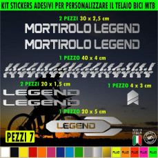 Kit 7 Adesivi Bici Universale Telaio Bicicletta MTB Mountain Bike Corsa Cross Fat Bike Downhill MORTIROLO LEGEND cod.2403