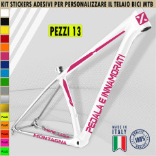 Kit 13 Adesivi Bici Universale Telaio Bicicletta MTB Mountain Bike Corsa Cross Fat Bike Downhill PEDALA E INNAMORATI cod.2404