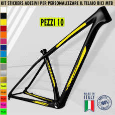 Grafiche 10 adesivi per TELAIO BICI MTB Mountain Bike adattabili a tutti i telai, vari colori ANCHE FLUO Cod.2021