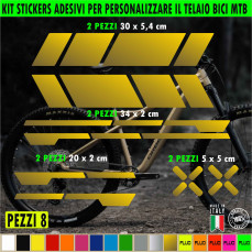 Grafiche 8 adesivi per TELAIO BICI MTB Mountain Bike adattabili a tutti i telai, vari colori ANCHE FLUO Cod.2181