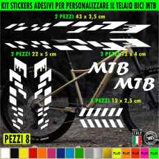 Grafiche 8 adesivi per TELAIO BICI MTB Mountain Bike adattabili a tutti i telai, vari colori ANCHE FLUO Cod.2186