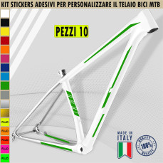 Grafiche 10 adesivi per TELAIO BICI MTB Mountain Bike adattabili a tutti i telai, vari colori ANCHE FLUO Cod.2189