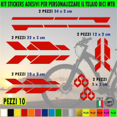 Grafiche 10 adesivi per TELAIO BICI MTB Mountain Bike adattabili a tutti i telai, vari colori ANCHE FLUO Cod.2190