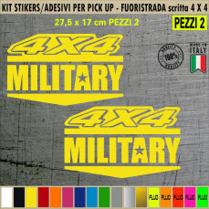 Kit 4 Adesivi 4x4 MILITARY OFF ROAD pick-up Fuoristrada Universale compatibili jeep Chevrolet Nissan Volkswagen cod.2411