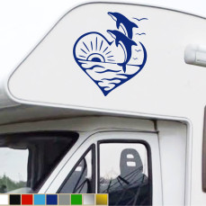 Adesivo camper DELFINO SOLE MARE ESTATE SPIAGGIA VACANZA Comp.con Adria Arca Bürstner Carthago Chausson Elnagh Mclouis c.2429