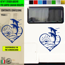 Adesivo camper DELFINO SOLE MARE ESTATE SPIAGGIA VACANZA Comp.con Adria Arca Bürstner Carthago Chausson Elnagh Mclouis c.2429