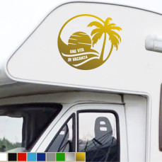 Adesivo camper UNA VITA IN VACANZA SOLE TRAMONTO FERIE  Comp.Adria Arca Bürstner Carthago Chausson Elnagh Mclouis c.2433