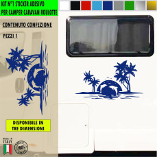 Adesivo camper DELFINI MARE SOLE PALME ESTATE  Comp.Adria Arca Bürstner Carthago Chausson Elnagh Mclouis Motorhome c.2434