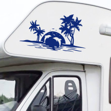 Adesivo camper DELFINI MARE SOLE PALME ESTATE  Comp.Adria Arca Bürstner Carthago Chausson Elnagh Mclouis Motorhome c.2434