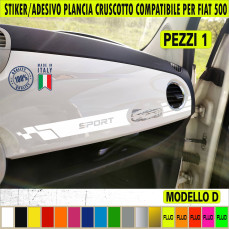 Adesivo CRUSCOTTO compatibile con FIAT 500 cinquecento Sticker SPORT Auto plancia grafiche decalcomania vinile c.2439