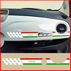 Adesivo Stripes Strisce TRICOLORE SCACCHIERA CRUSCOTTO compatibile con FIAT 500 cinquecento plancia grafiche vinile c.2443