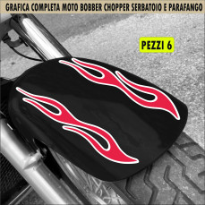 Kit 6 Adesivi SERBATOIO e PARAFANGO moto custom bobber chopper fiamme fire shadow rebel vulcan boulevard chief  harley Cod.2445