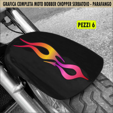 Kit 6 Adesivi SERBATOIO e PARAFANGO moto custom bobber chopper fiamme fire shadow rebel vulcan boulevard chief  harley Cod.2452