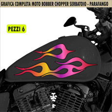 Kit 6 Adesivi SERBATOIO e PARAFANGO moto custom bobber chopper fiamme fire shadow rebel vulcan boulevard chief  harley Cod.2452