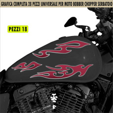 Kit 18 Adesivi SERBATOIO e PARAFANGO TRIBALE moto custom bobber chopper fiamme fire shadow rebel vulcan chief  harley Cod.2457