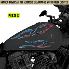 Kit 8 Adesivi SERBATOIO e PARAFANGO TATOO TRIBALE moto custom bobber chopper fiamme fire shadow rebel vulcan harley Cod.2458