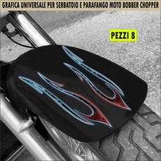 Kit 8 Adesivi SERBATOIO e PARAFANGO TATOO TRIBALE moto custom bobber chopper fiamme fire shadow rebel vulcan harley Cod.2458