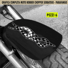 Kit 6 Adesivi SERBATOIO e PARAFANGO SCACCHI SCACCCHIERA RACING moto custom bobber chopper shadow rebel vulcan harley Cod.2462