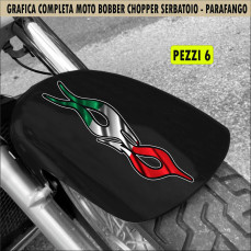 Kit 6 Adesivi SERBATOIO e PARAFANGO BANDIERA ITALIA TRICOLORE moto custom bobber chopper rebel vulcan boulevard harley Cod.2463
