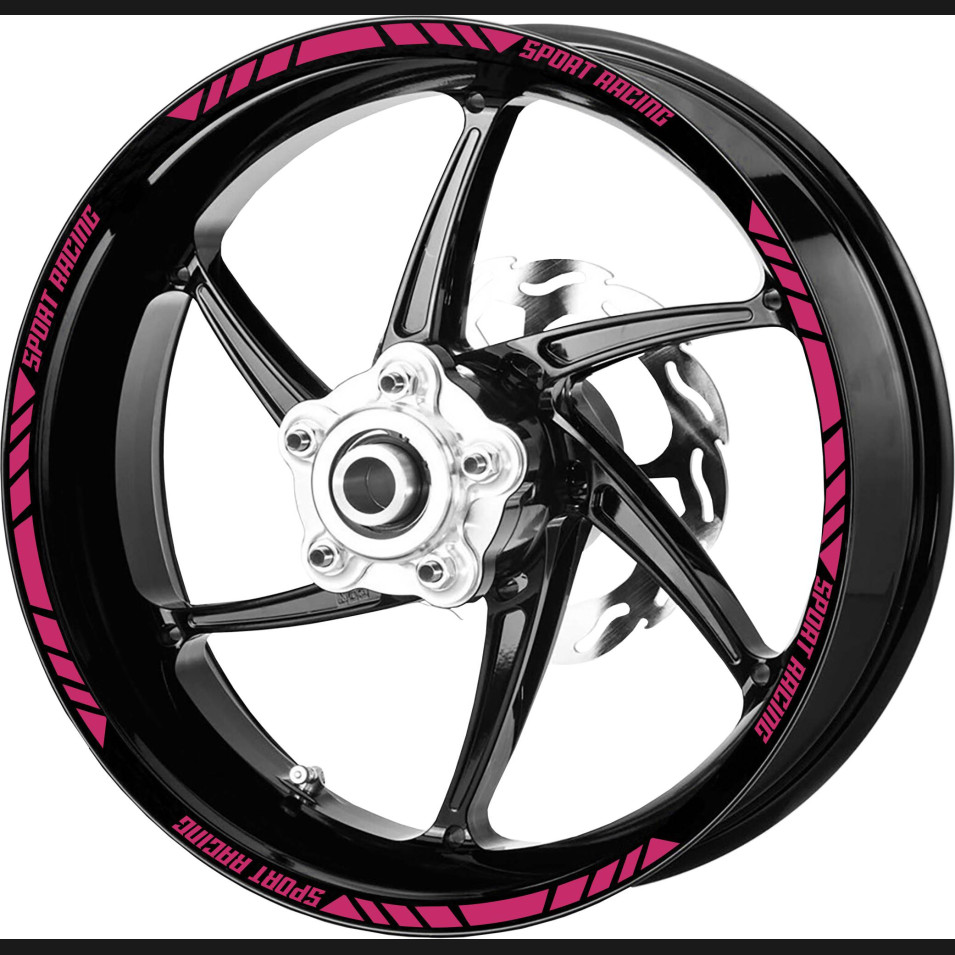 Set Completo Adesivi Strisce Cerchi Ruote SPORT RACING Moto 17 Pollici Filetto Cerchioni Gomme Sport Cod. RT0037