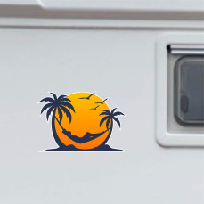 Kit 1 Adesivo Sticker per Camper Camper Sole Amaca Relax Uccelli Caravan Van Roulotte Ripara Carrozzeria Copri Righe cod. 2468